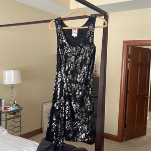 Yoana Baraschi black with silver sequins cocktail dress size small